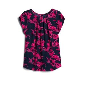 41 Hawthorn Lexie Pleat Front Blouse - Navy/Pink Floral